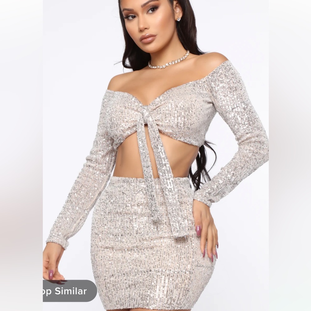 One More Time Skirt Set - Silver